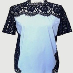 Halogen Short Sleeve Two Tone Blue with Lace details